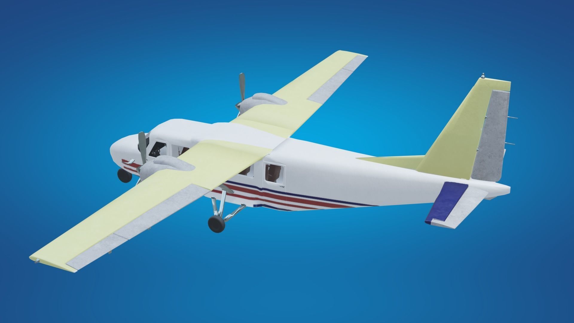 Plane airplane flying Low-poly 3D model_12