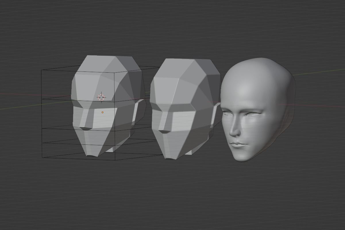 Basic head model Low-poly 3D model_1