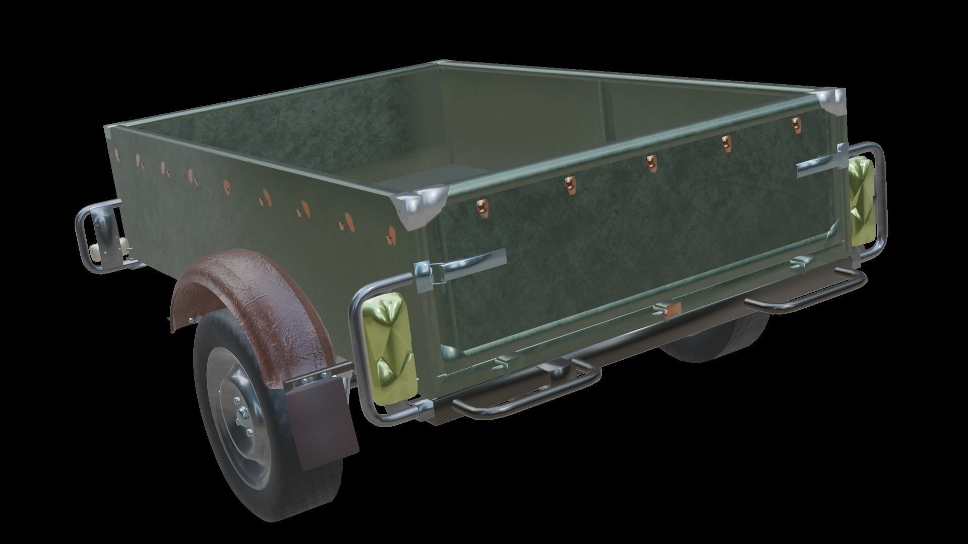 Trailer - Cargo Carrier Low-poly 3D model_9