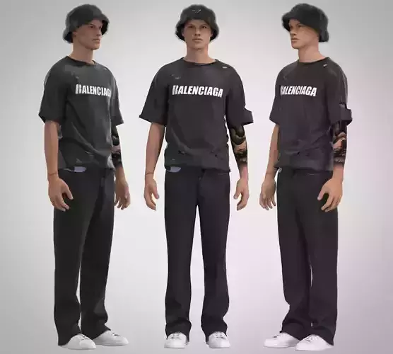 Full body Clothes Balenciaga T-shirt and Prada Hat