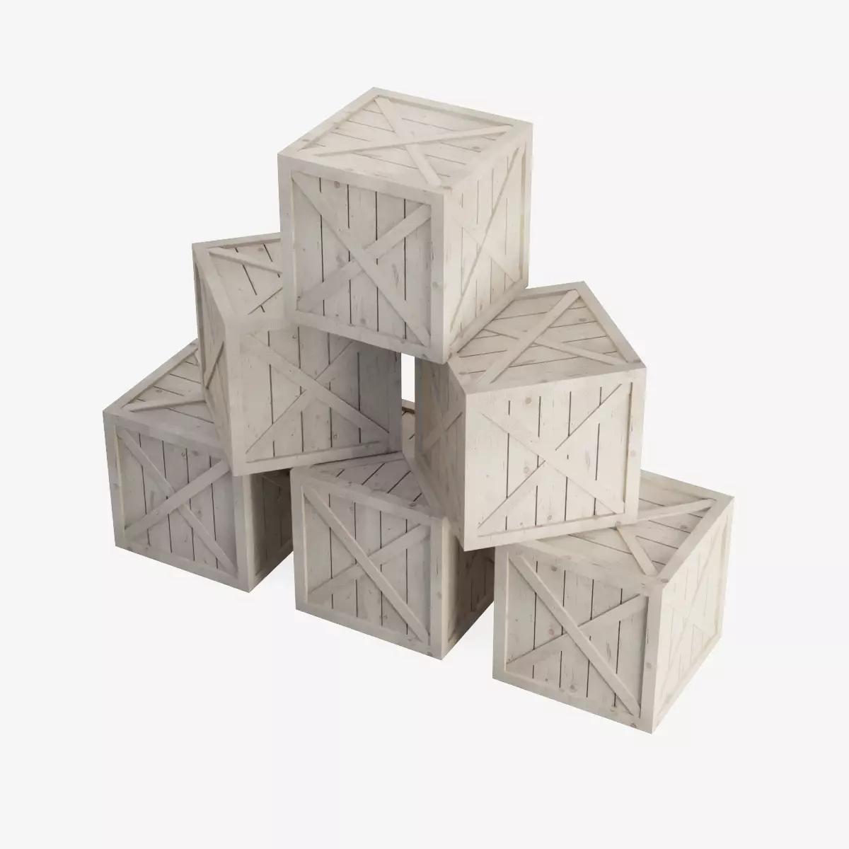 Wooden Box Crate Low-poly 3D model