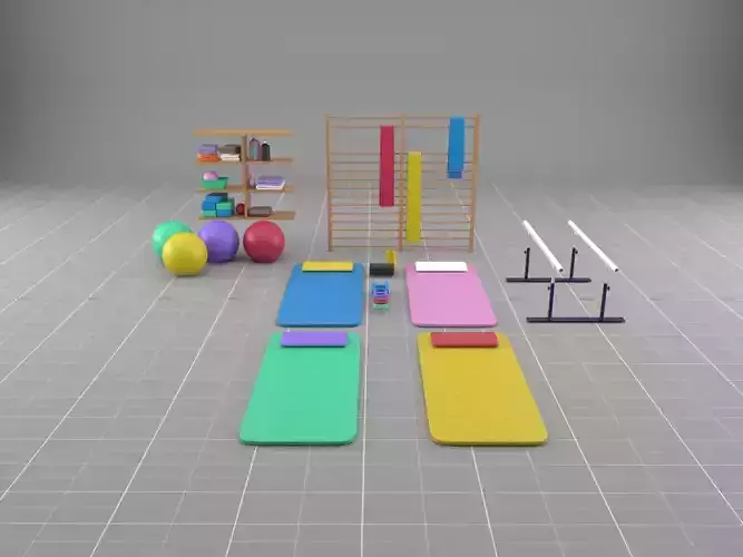 Low Poly AR VR Gym School Aerobics Miniature