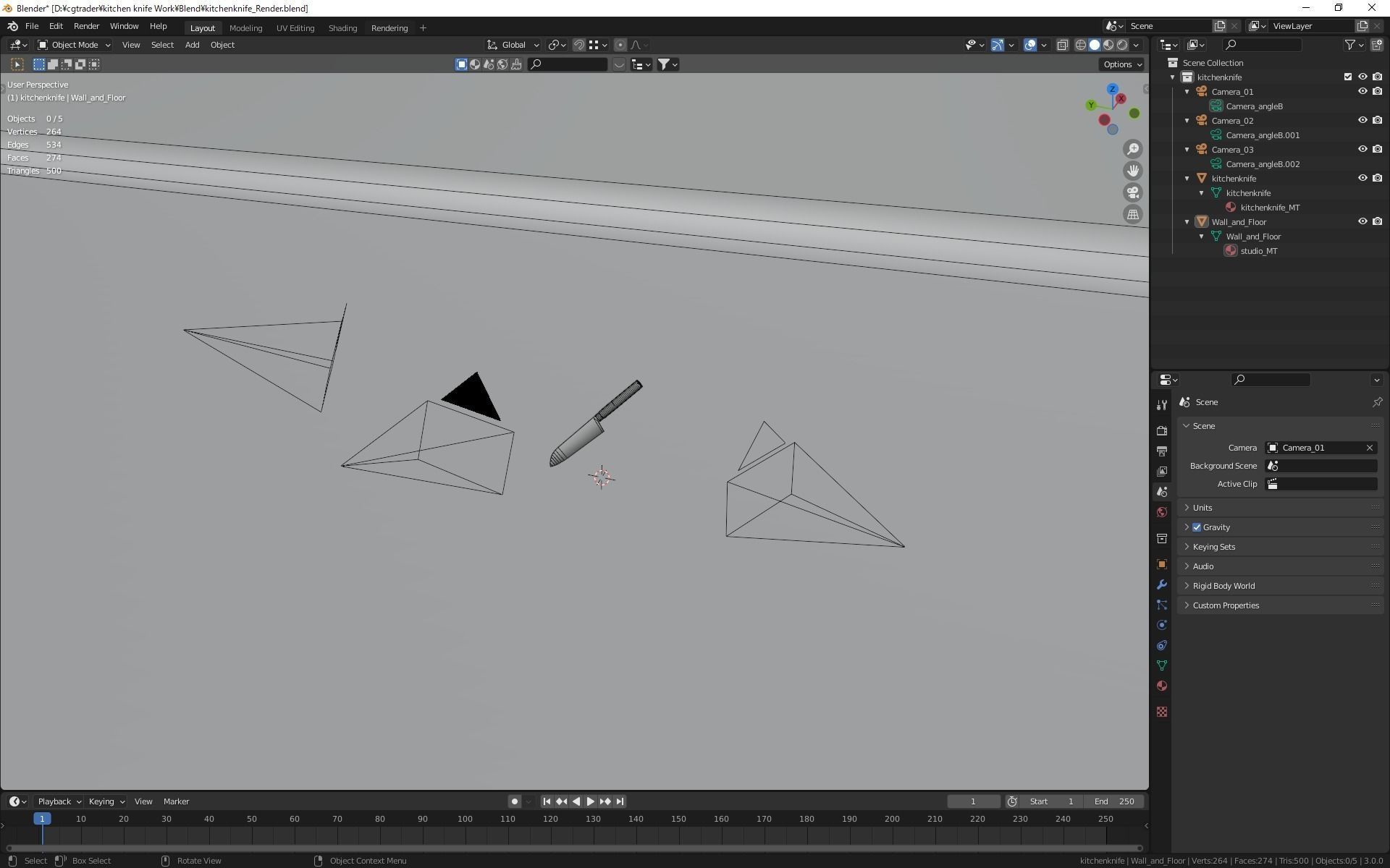 kitchen knife Low-poly 3D model_11
