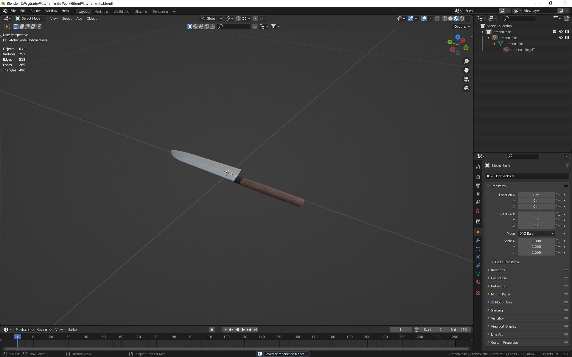 kitchen knife Low-poly 3D model_10