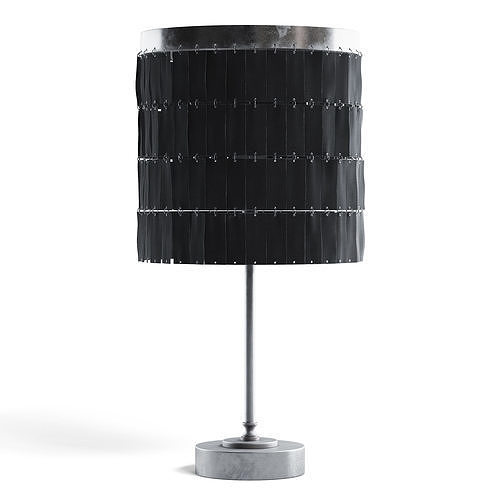 Silver Lamp with Fabric Shade 3D model