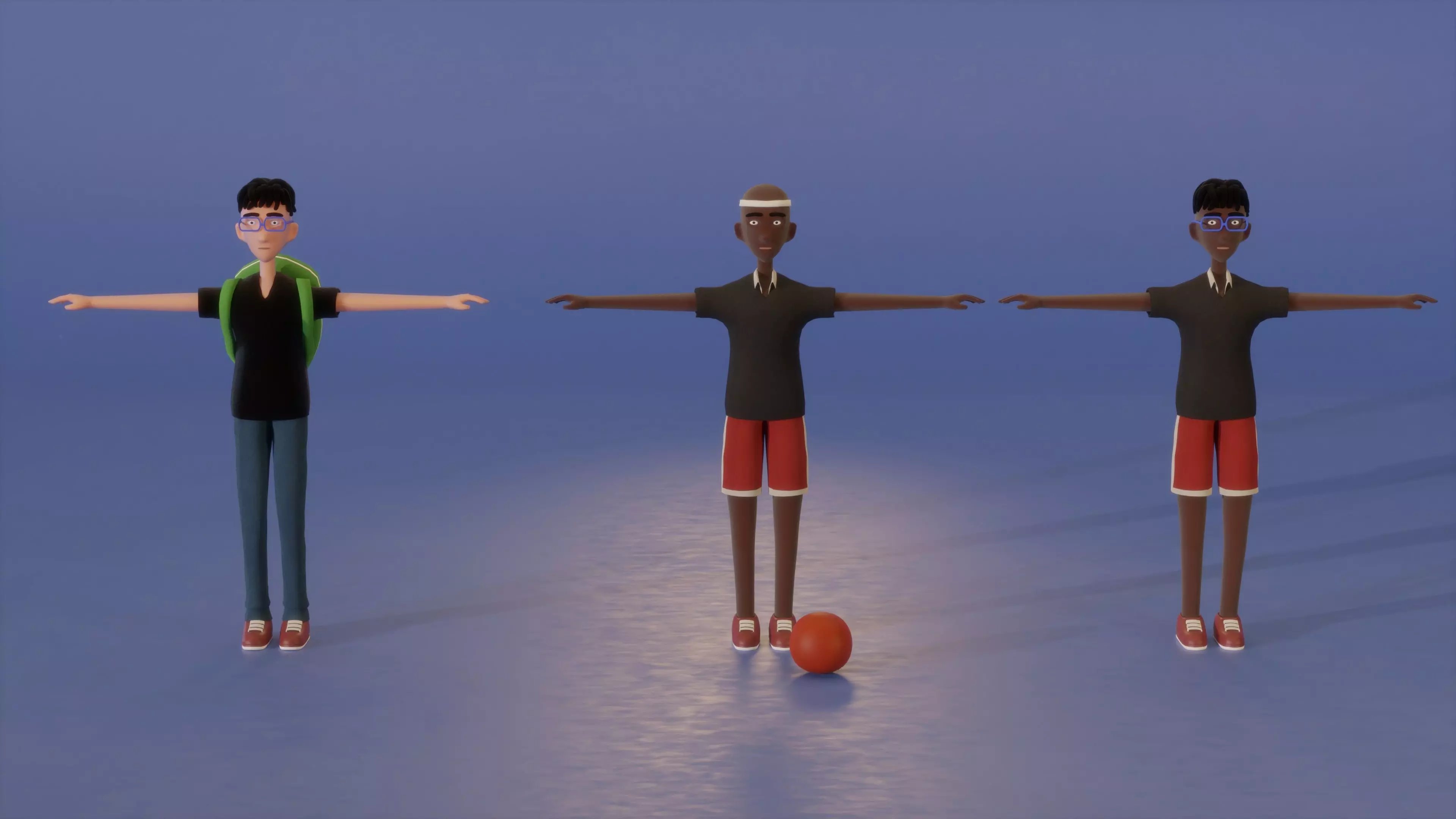 Basketball players Pack - fully rigged Low-poly 3D model_0