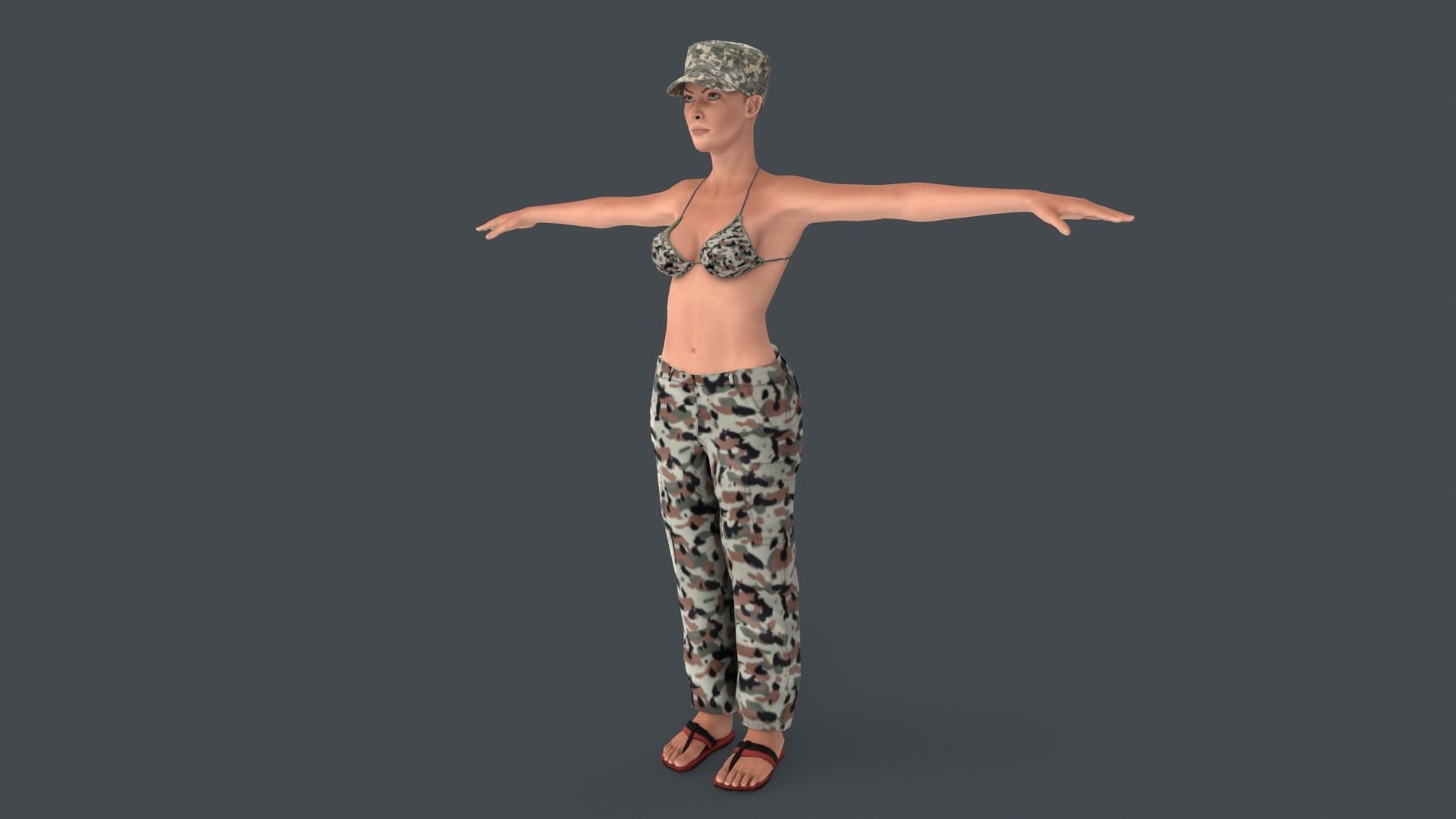 Commander Anita Character Low-poly 3D model_4