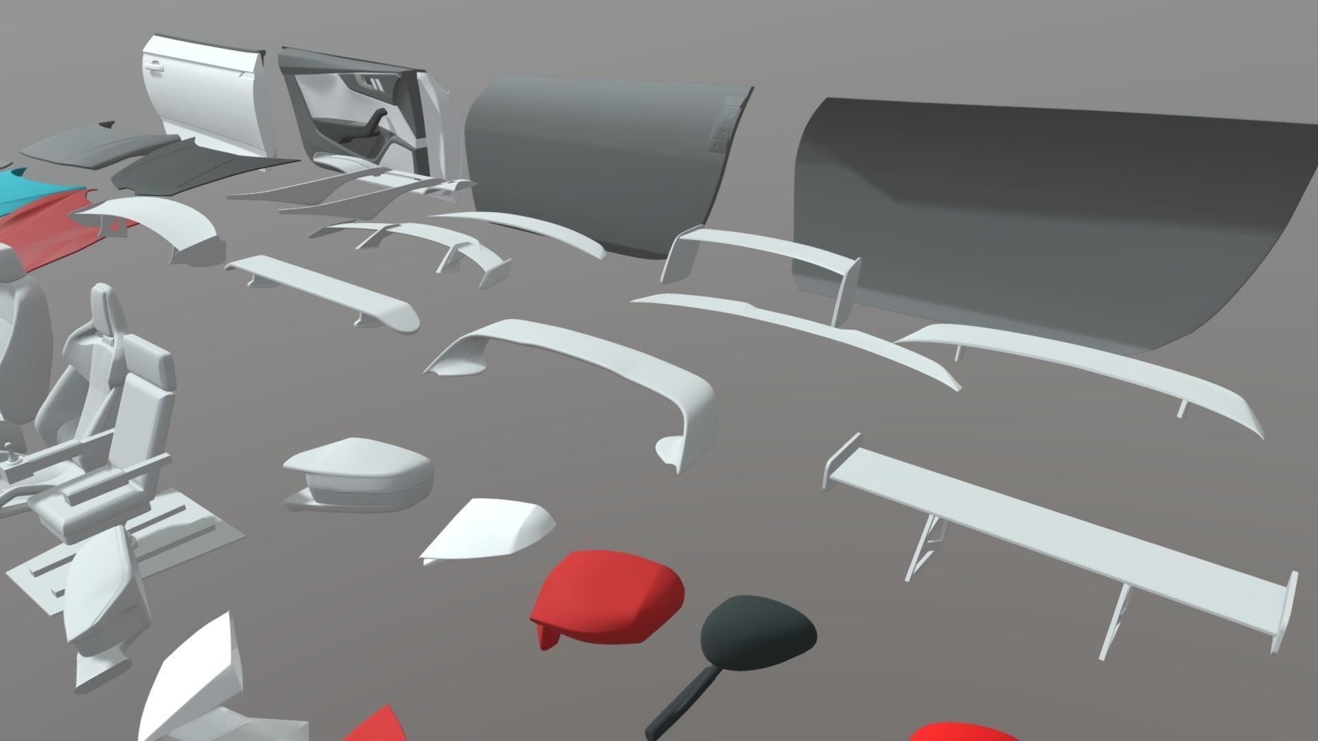 Car Parts Pack Low-poly 3D model_9