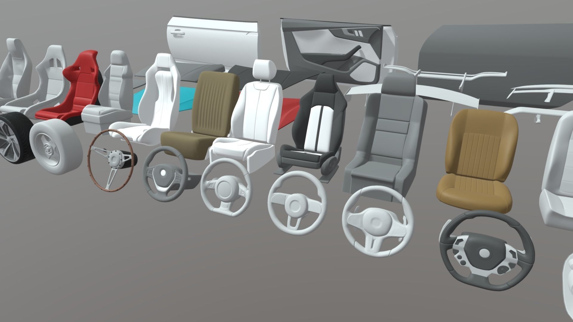 Car Parts Pack Low-poly 3D model_5