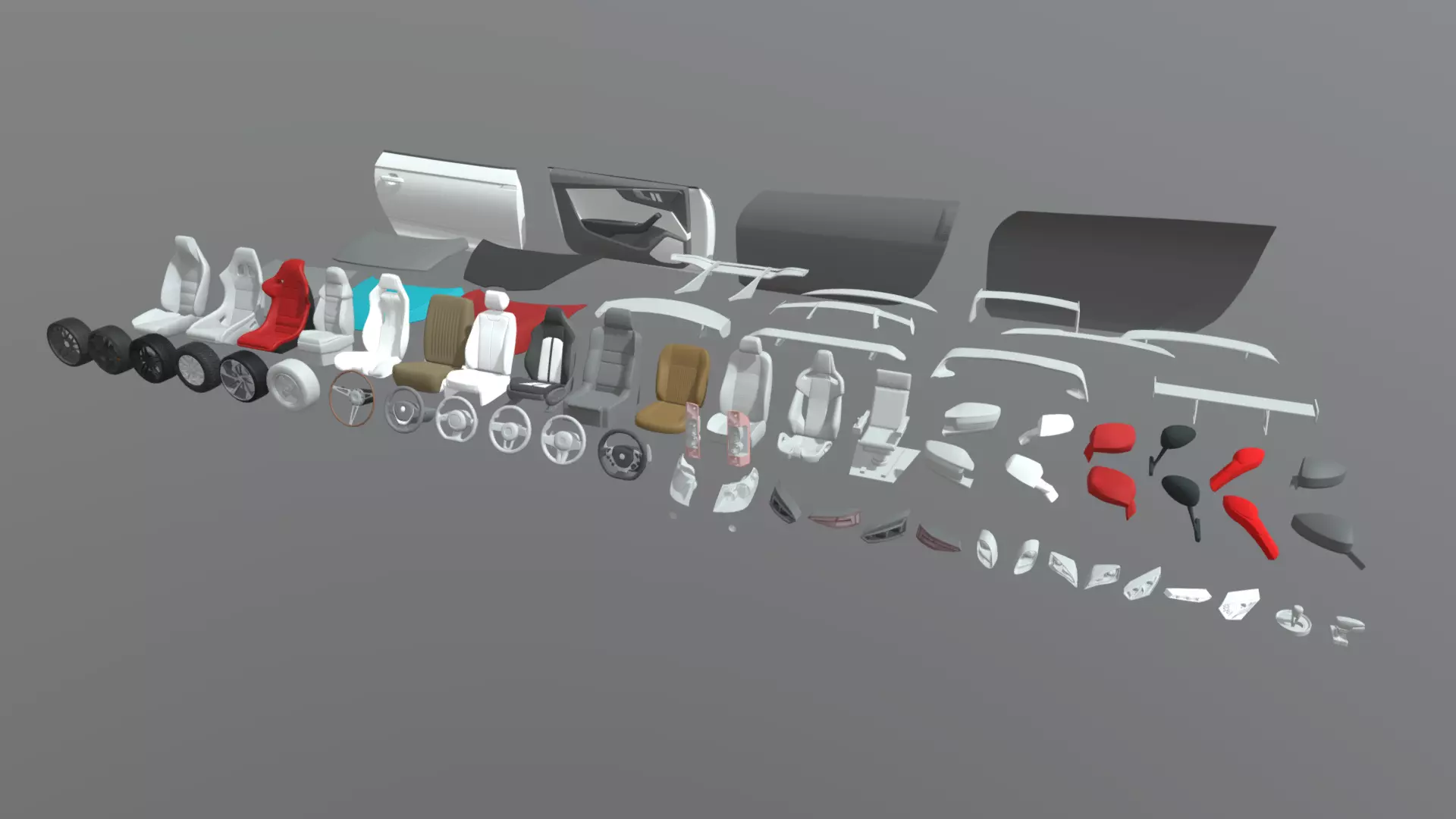 Car Parts Pack Low-poly 3D model_0