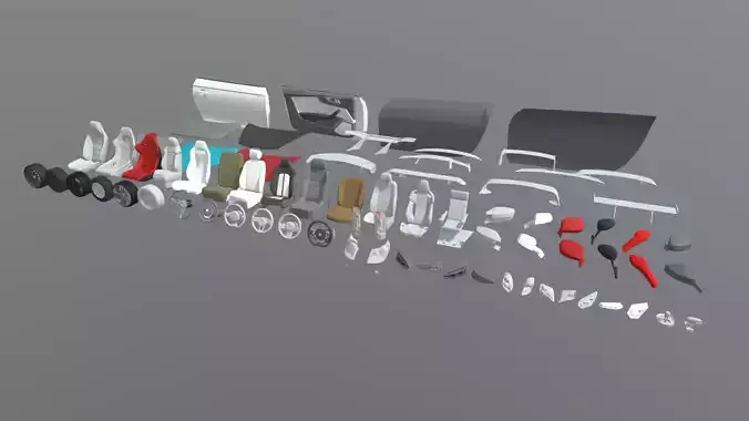 Car Parts Pack Low-poly 3D model