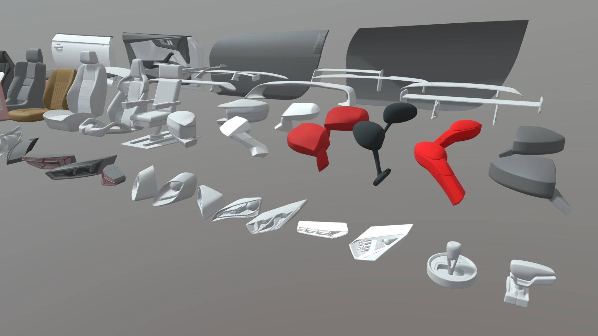 Car Parts Pack Low-poly 3D model_7