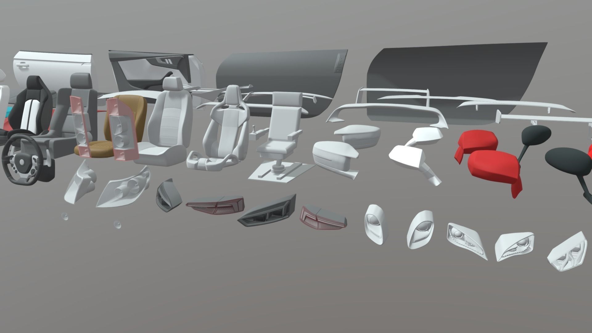 Car Parts Pack Low-poly 3D model_6