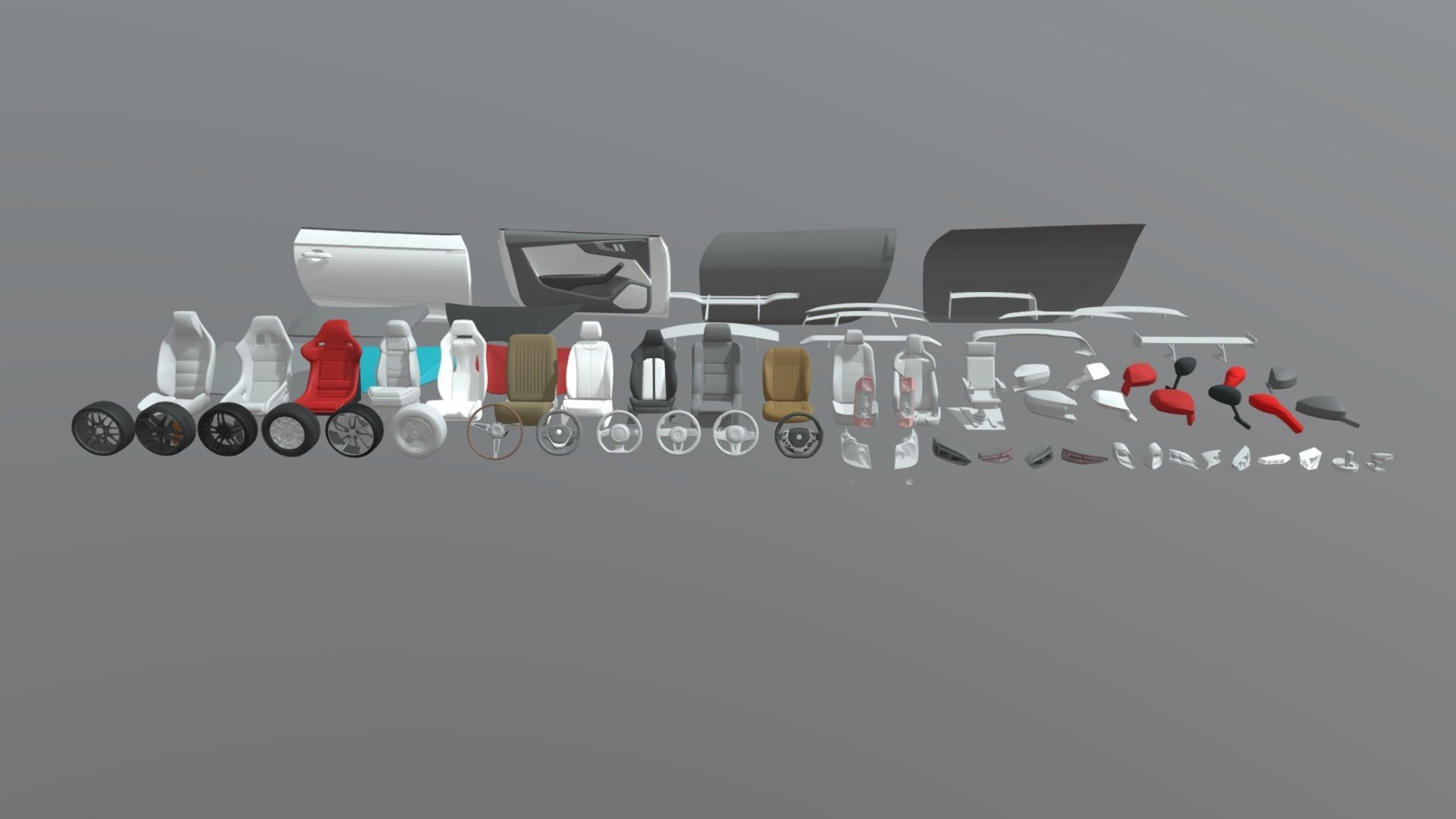 Car Parts Pack Low-poly 3D model_1