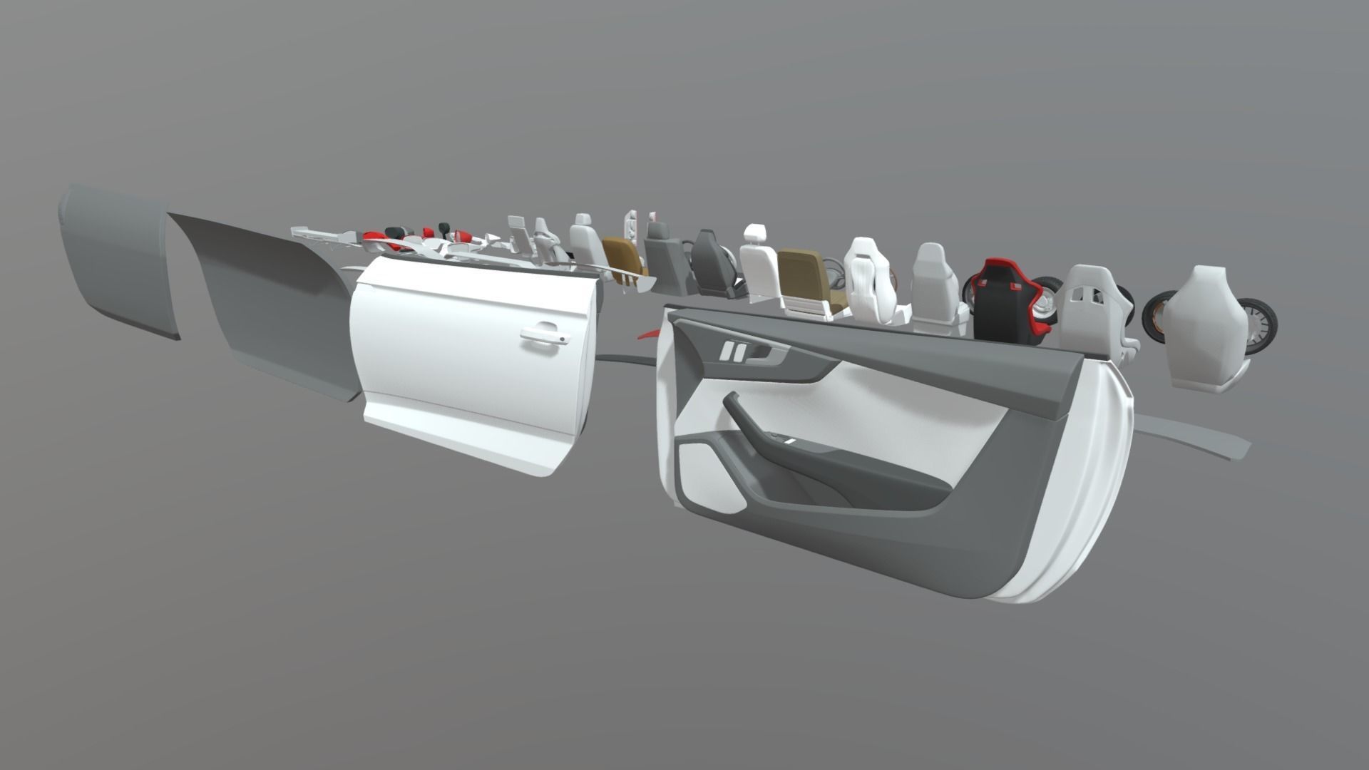 Car Parts Pack Low-poly 3D model_3