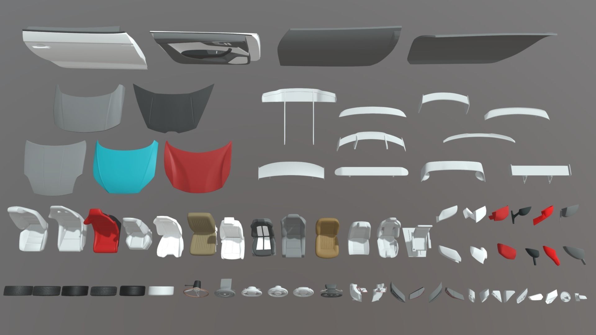 Car Parts Pack Low-poly 3D model_10
