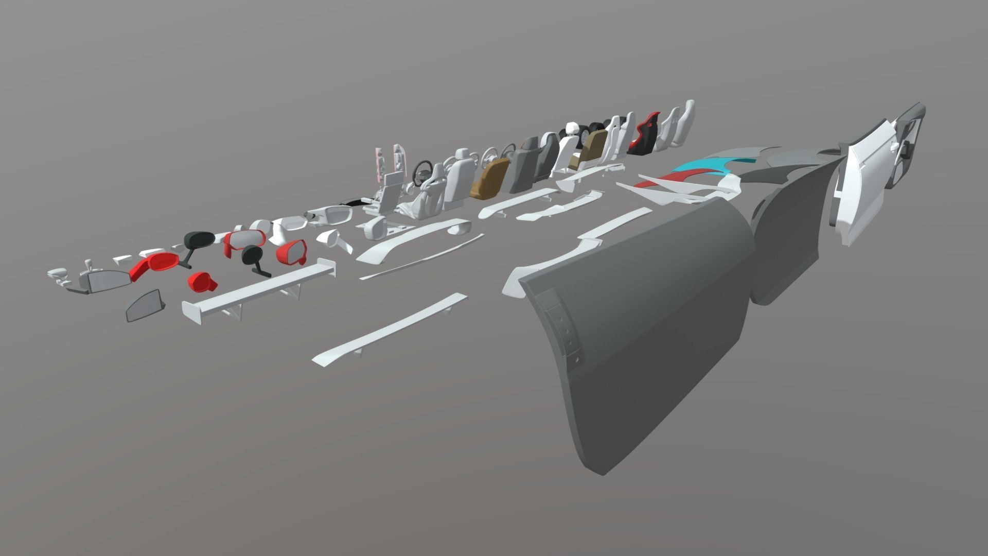 Car Parts Pack Low-poly 3D model_2