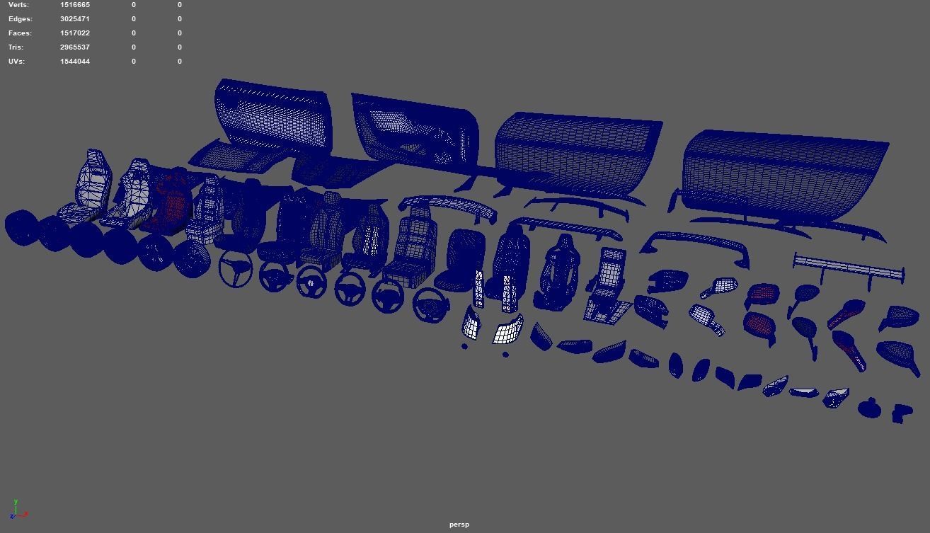 Car Parts Pack Low-poly 3D model_13