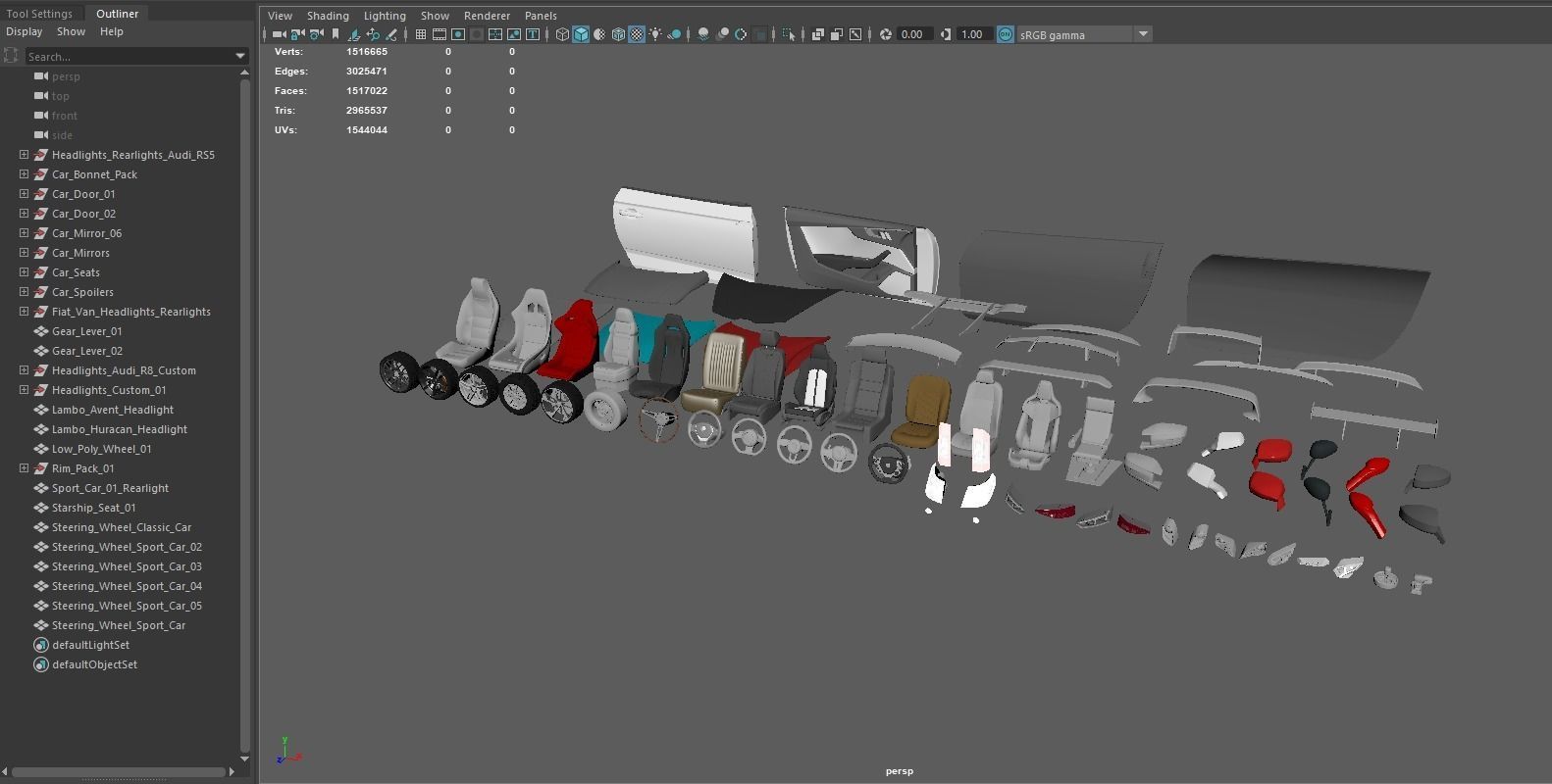 Car Parts Pack Low-poly 3D model_12