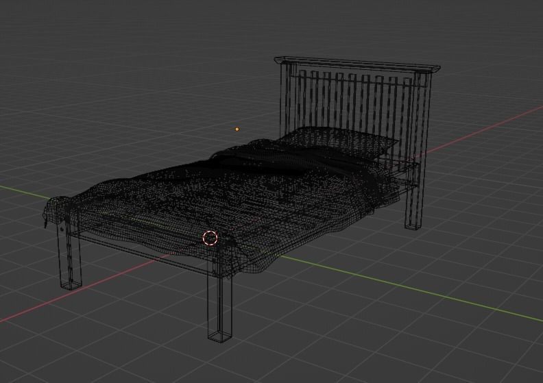 Single Bed Model Oak Low-poly 3D model_1