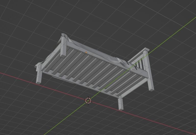 Single Bed Model Oak Low-poly 3D model_3