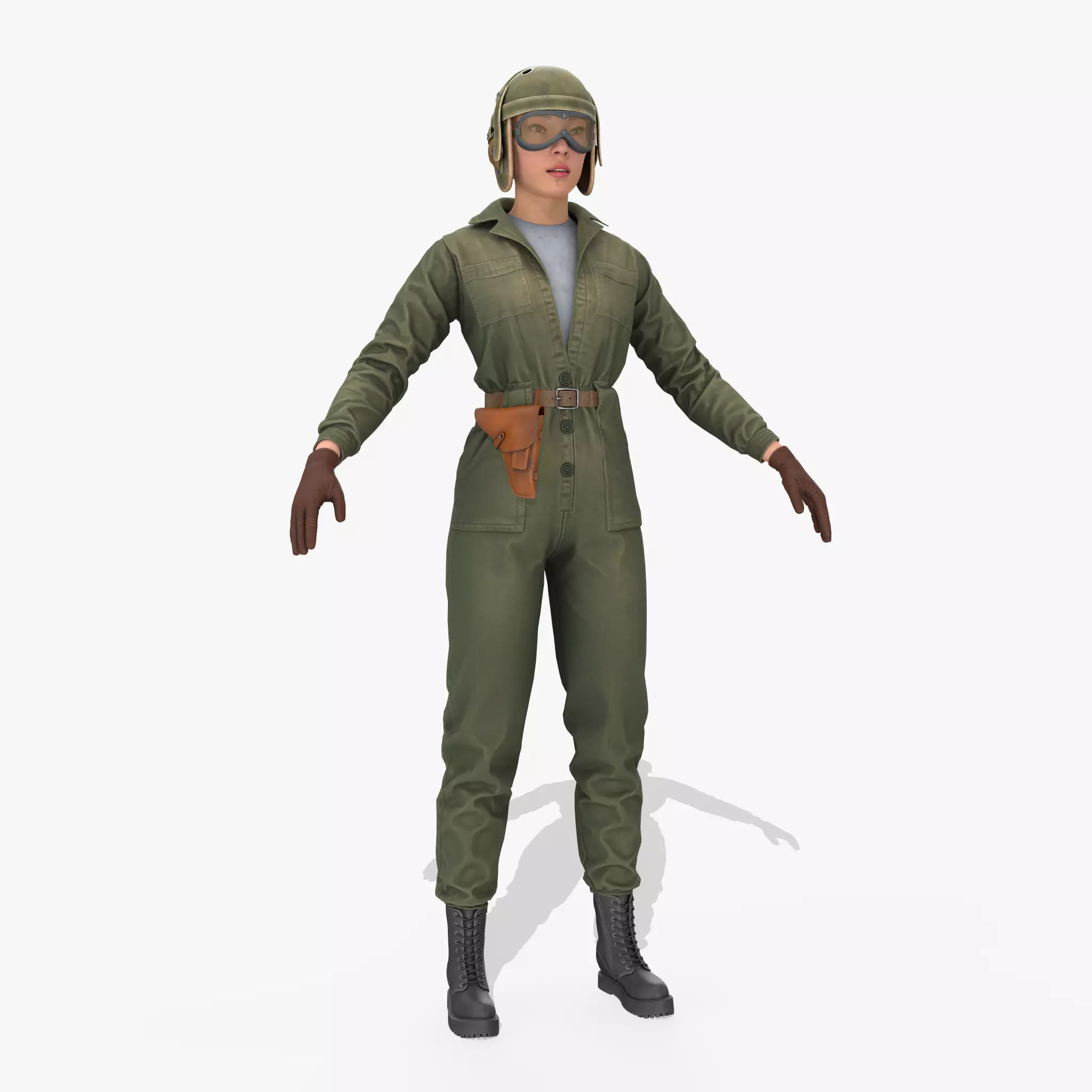 Female Pilot Low-poly 3D model