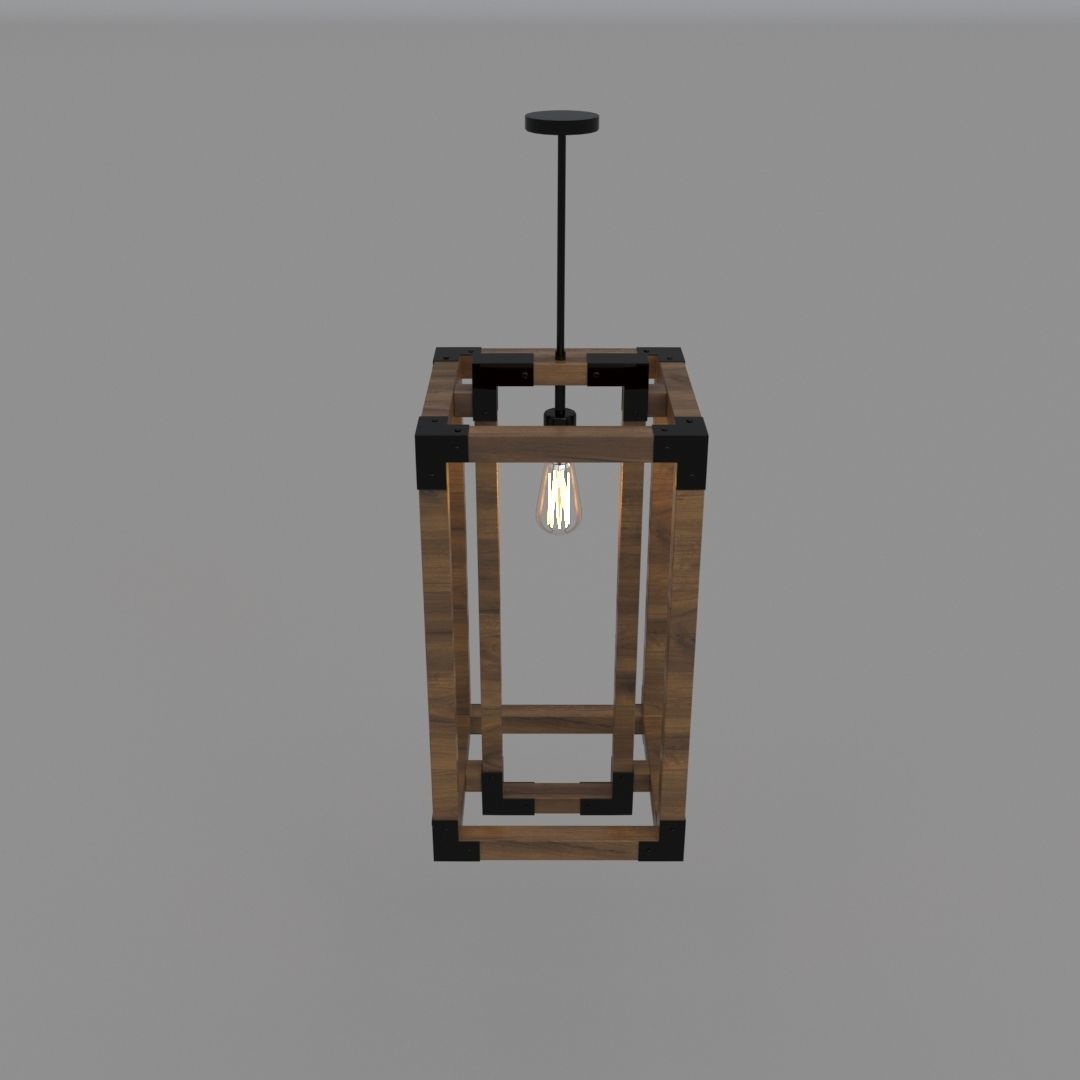 Wooden Chandelier 3D model_1