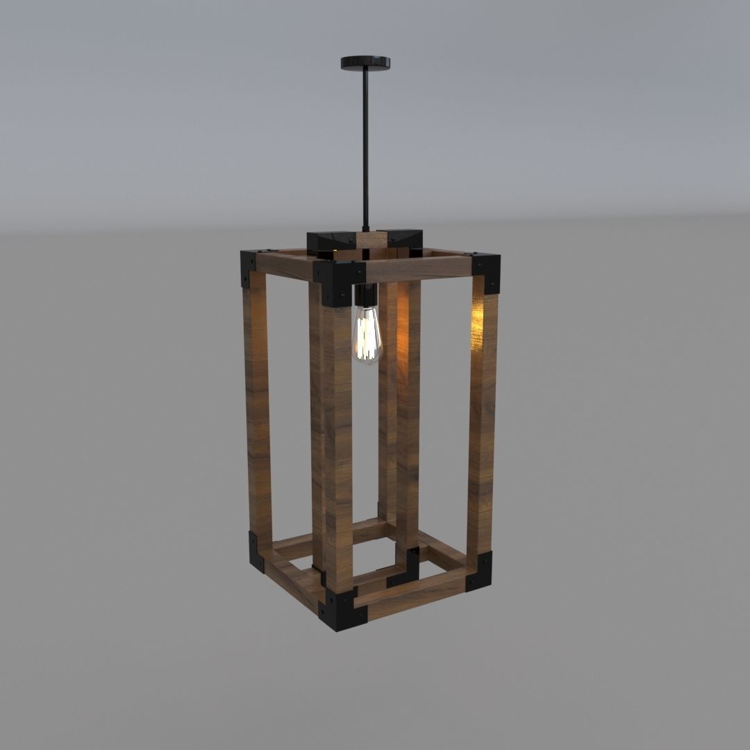 Wooden Chandelier 3D model_3