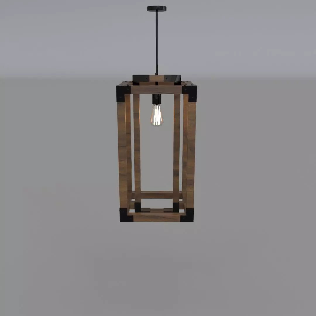 Wooden Chandelier 3D model_0
