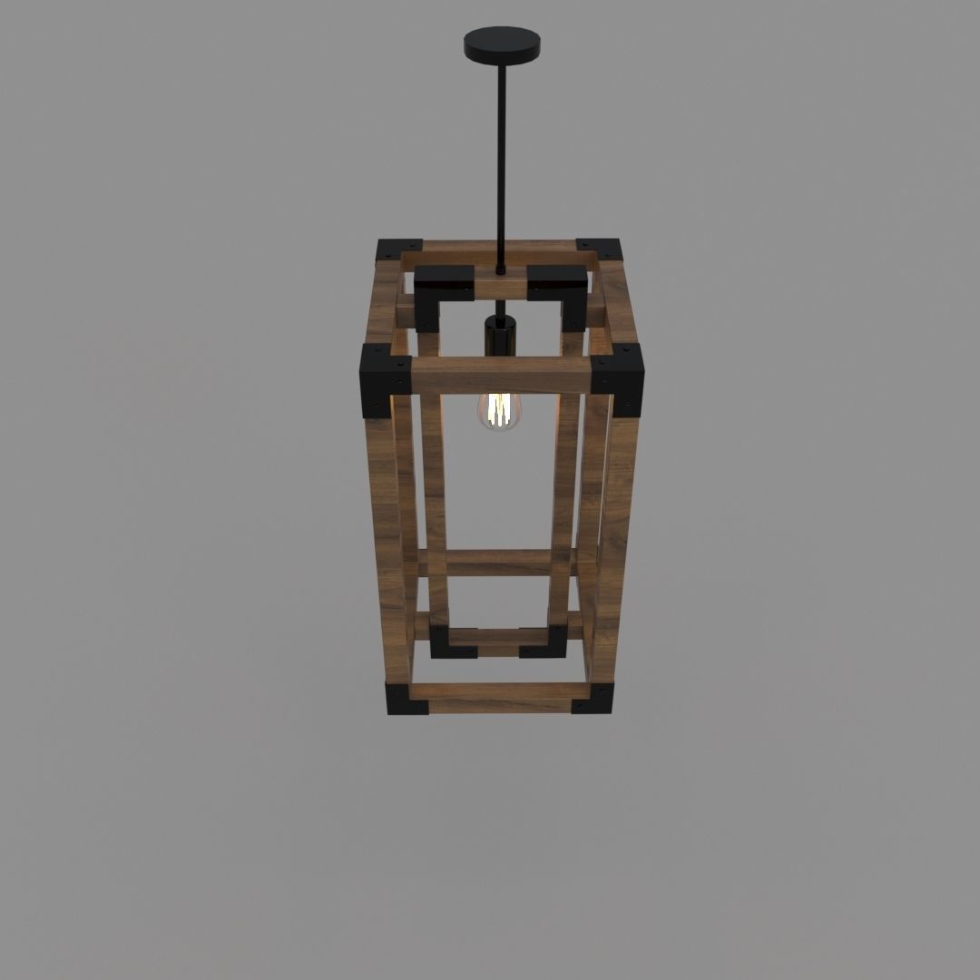 Wooden Chandelier 3D model_4