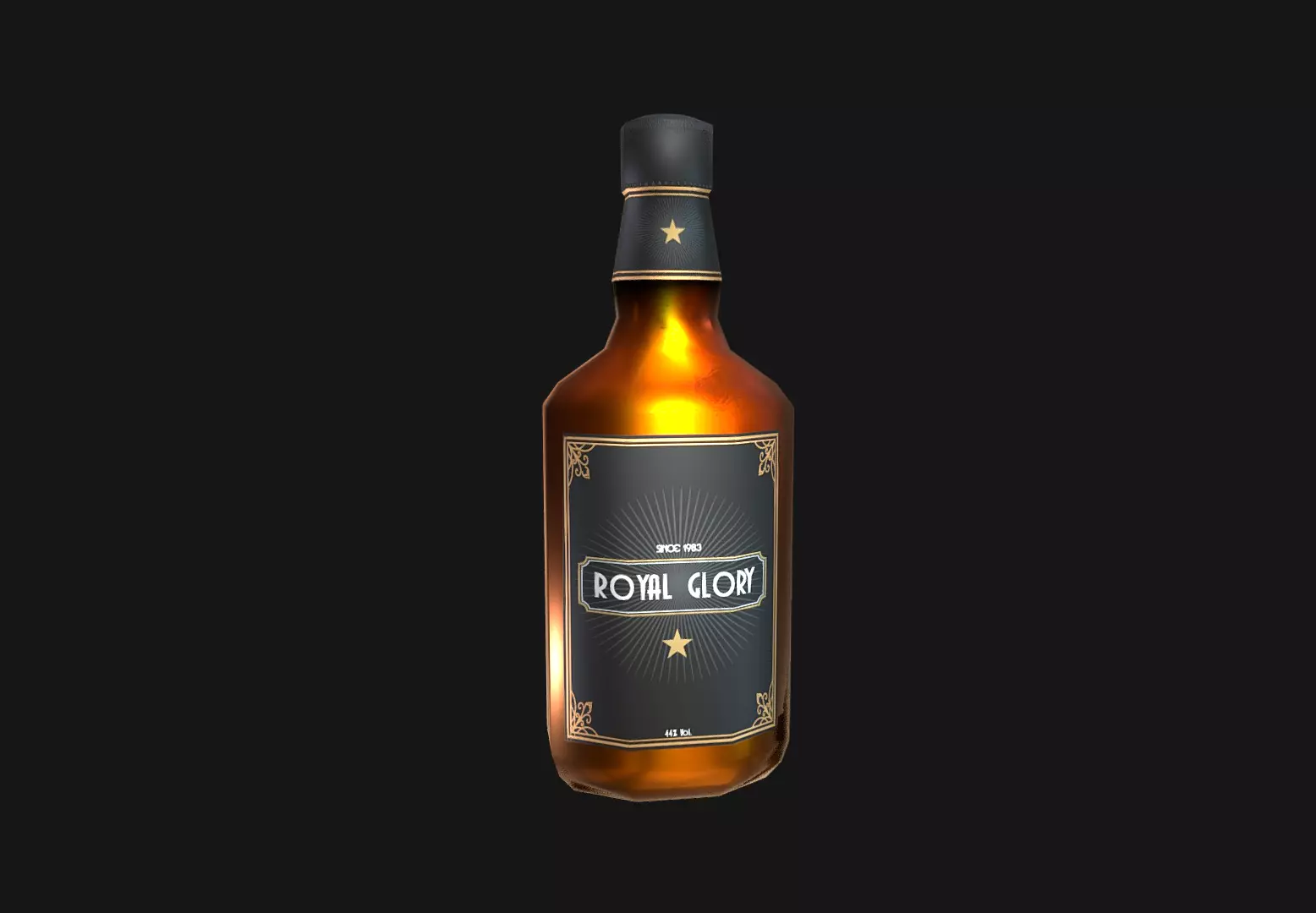 Low-poly Whisky bottle Low-poly 3D model_0
