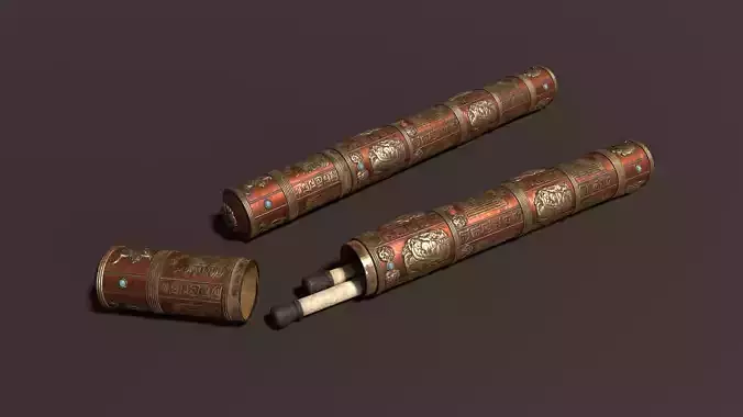 3D Antique Chinese Scroll Holder