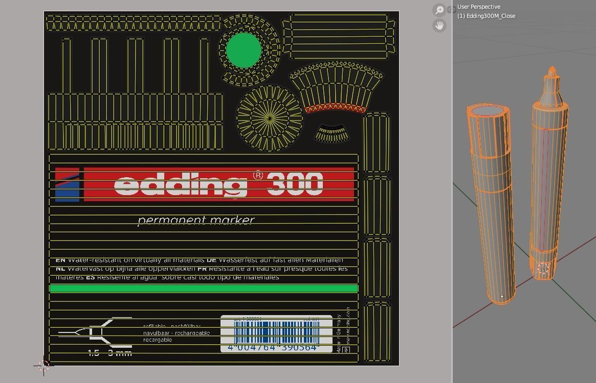 Edding 300 Marker Free low-poly 3D model_9