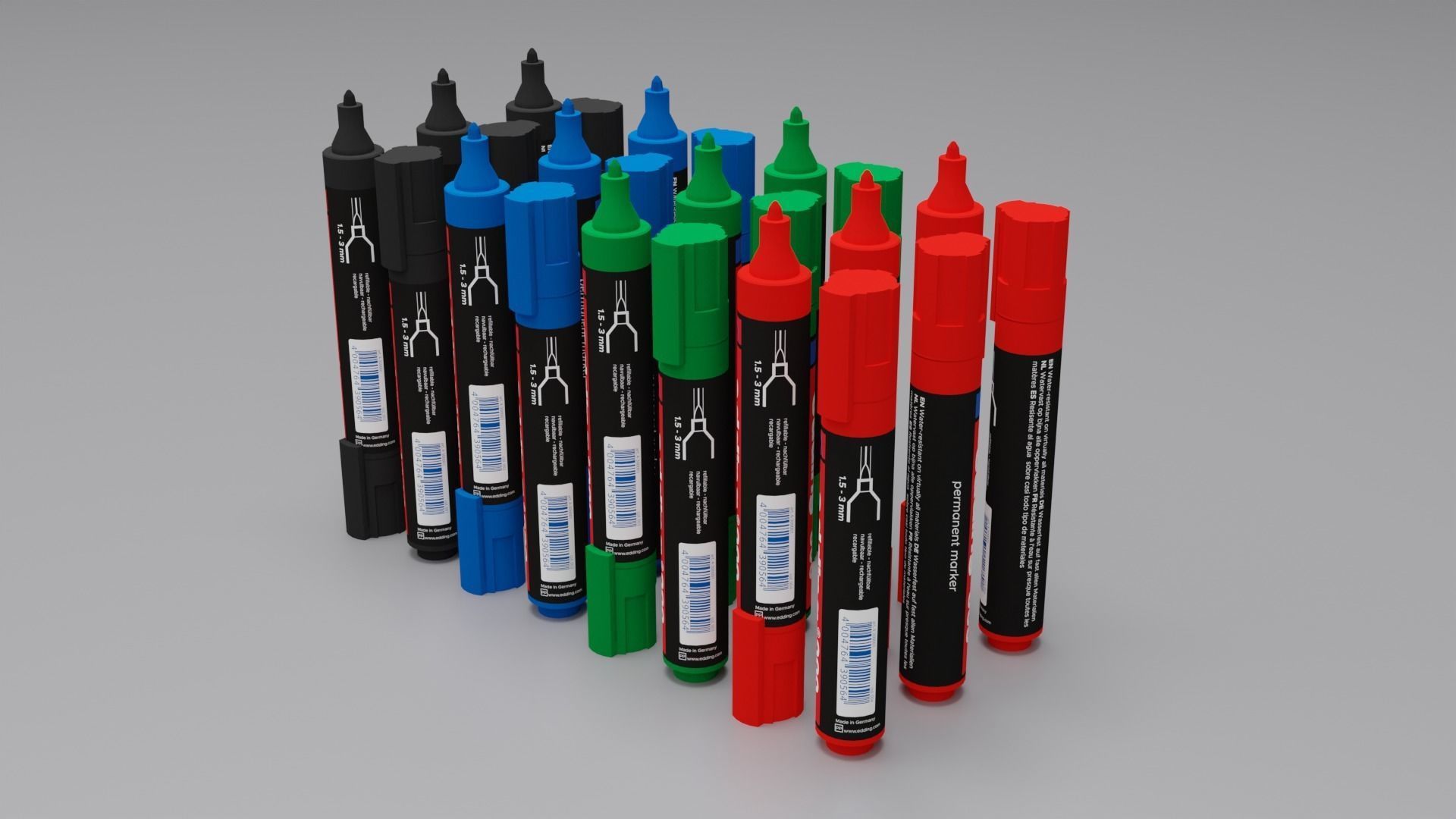 Edding 300 Marker Free low-poly 3D model_1