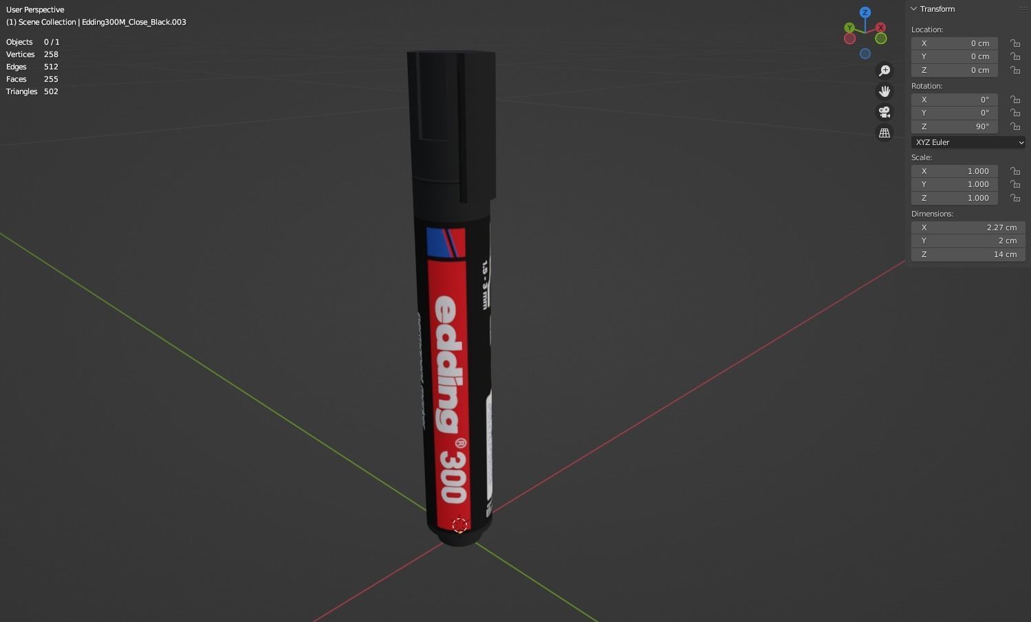 Edding 300 Marker Free low-poly 3D model_4