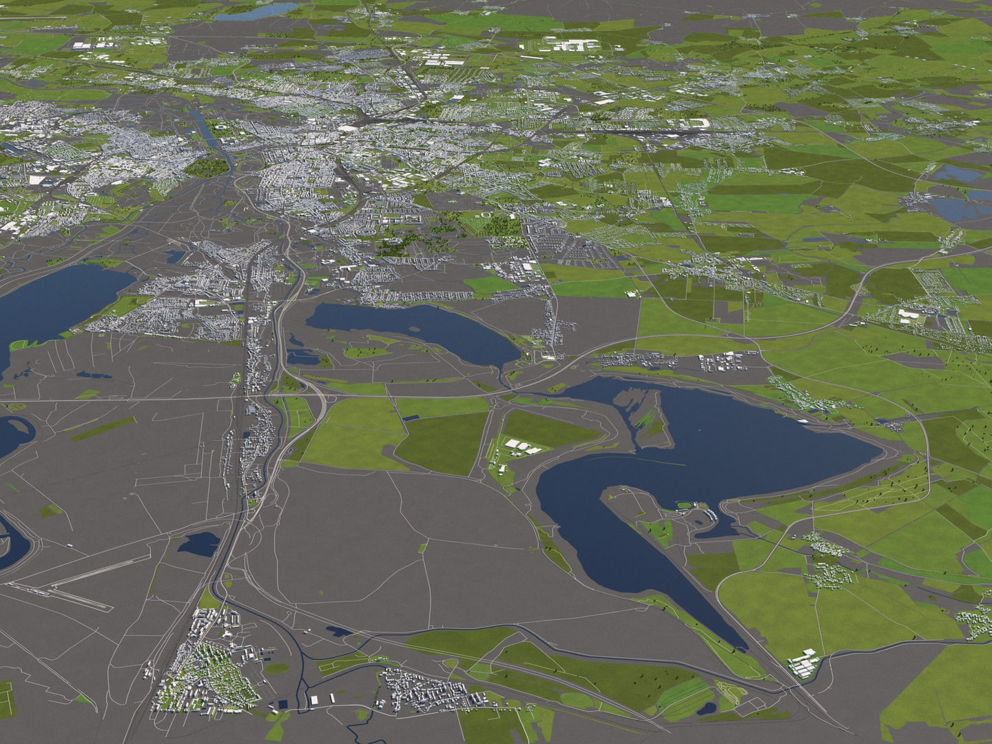 Leipzig Germany 50x50km 3D City Map 3D model_8