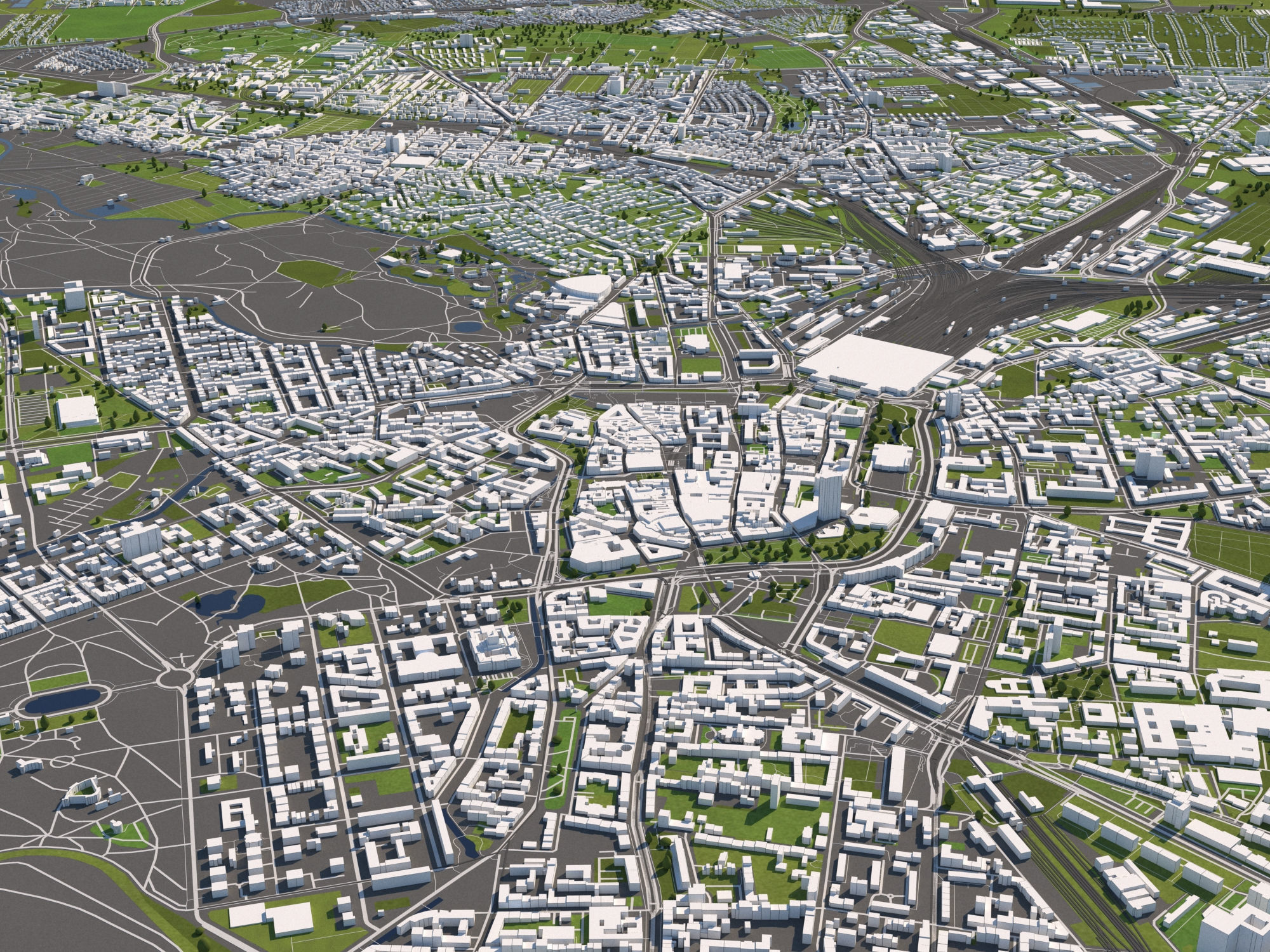 Leipzig Germany 50x50km 3D City Map 3D model_1