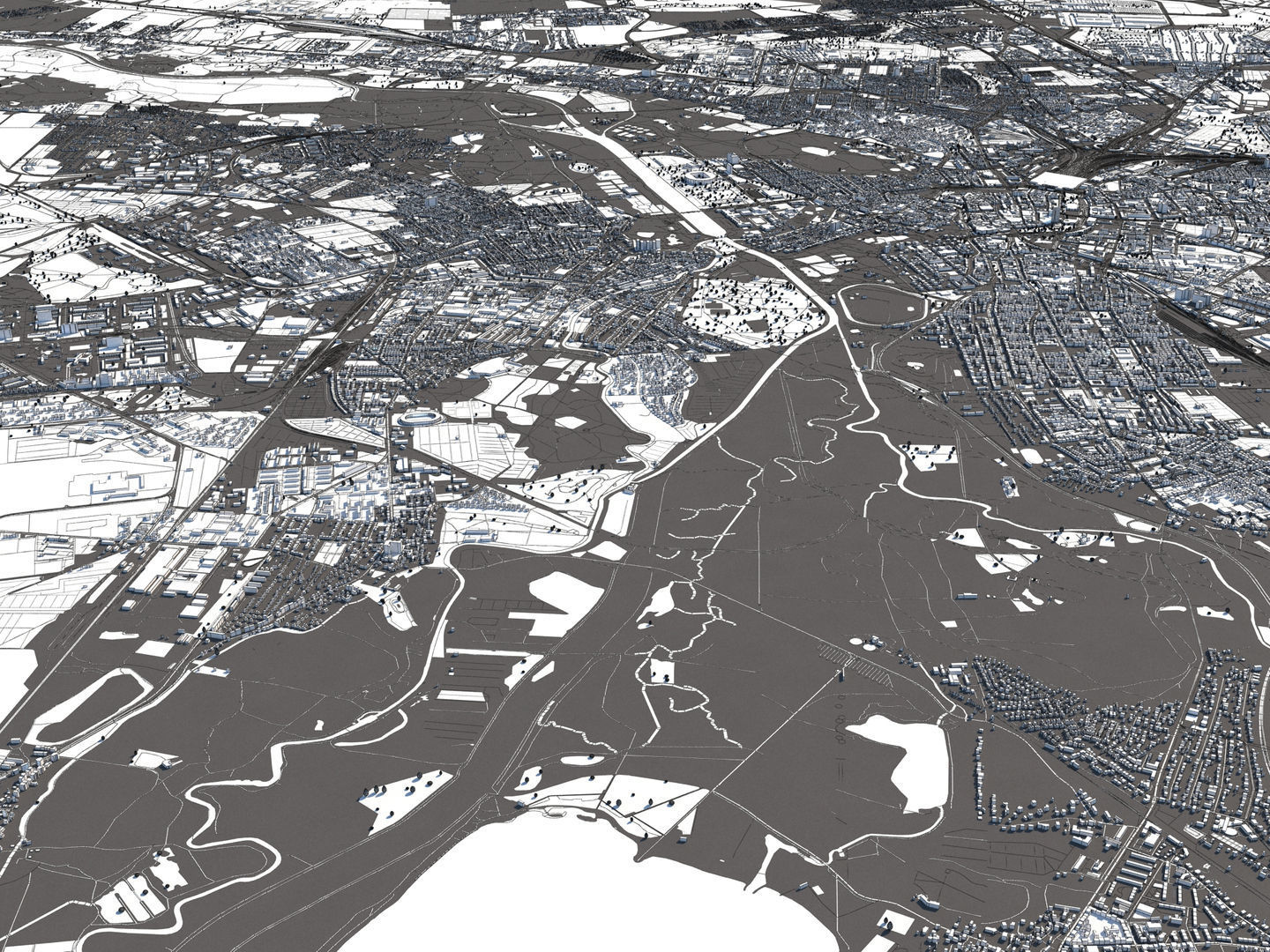 Leipzig Germany 50x50km 3D City Map 3D model_24