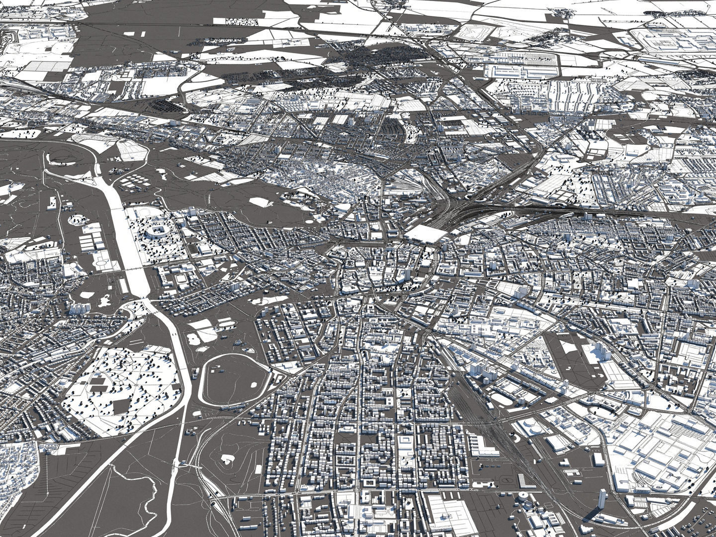 Leipzig Germany 50x50km 3D City Map 3D model_16