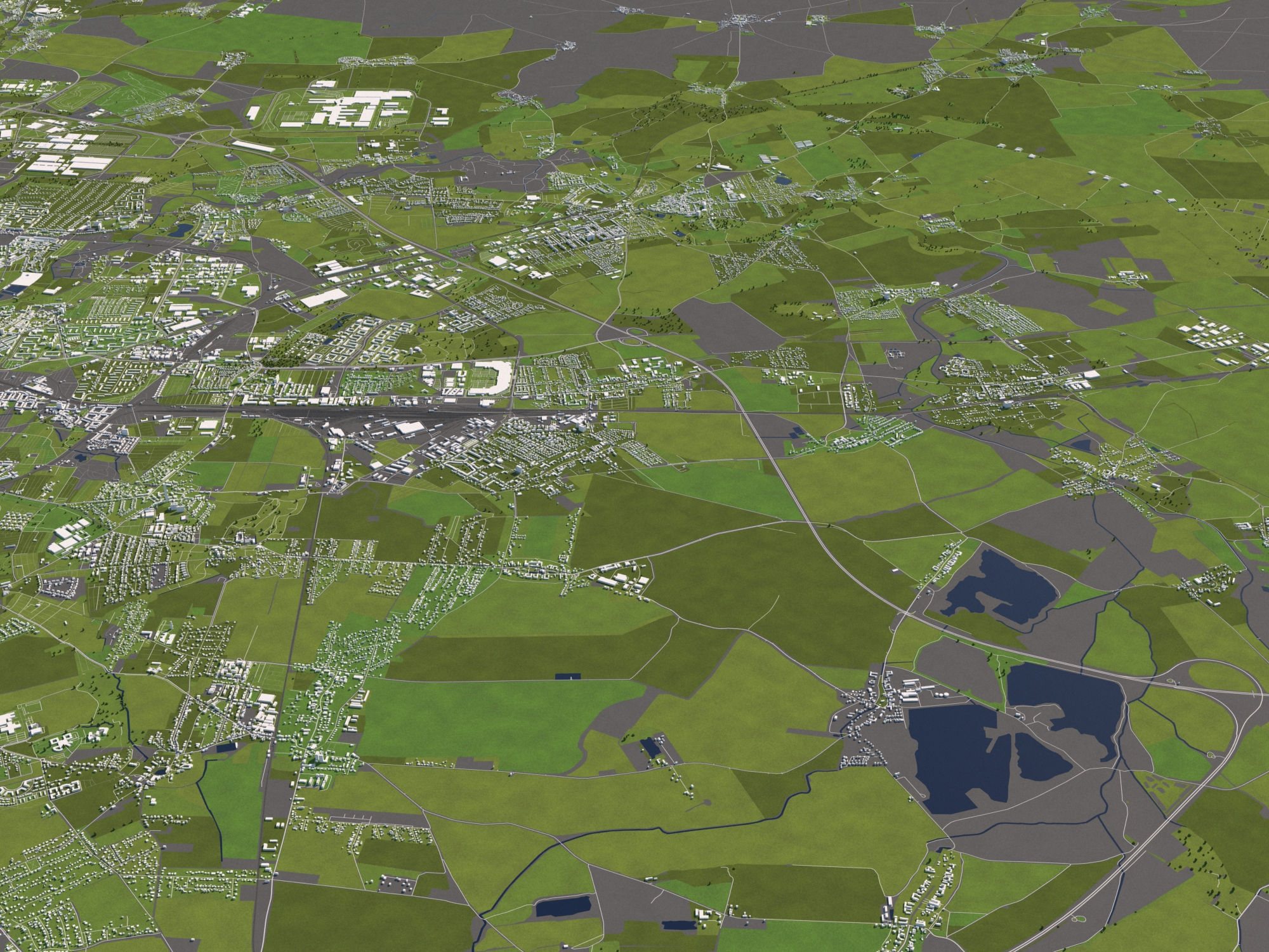 Leipzig Germany 50x50km 3D City Map 3D model_6