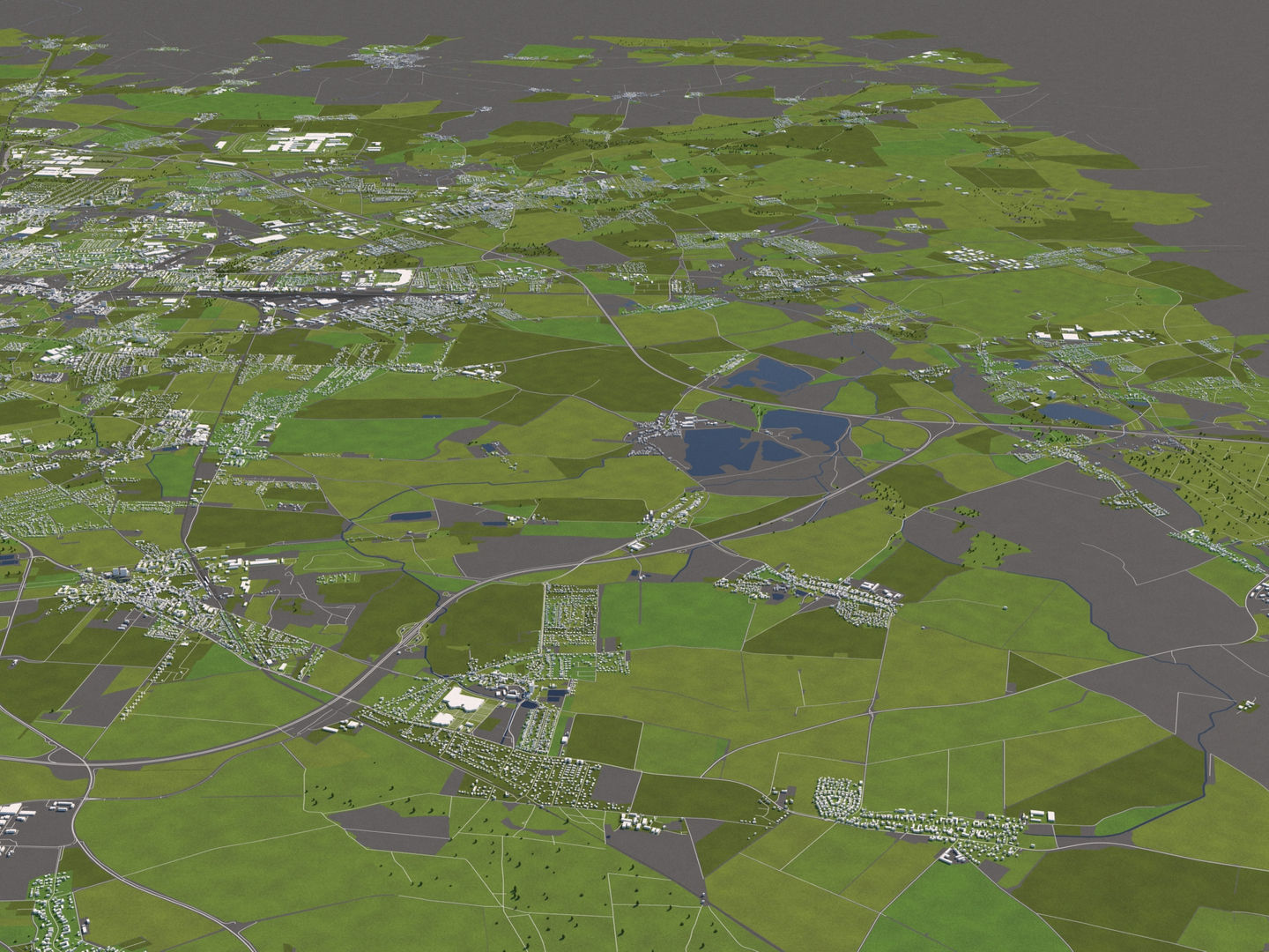 Leipzig Germany 50x50km 3D City Map 3D model_9