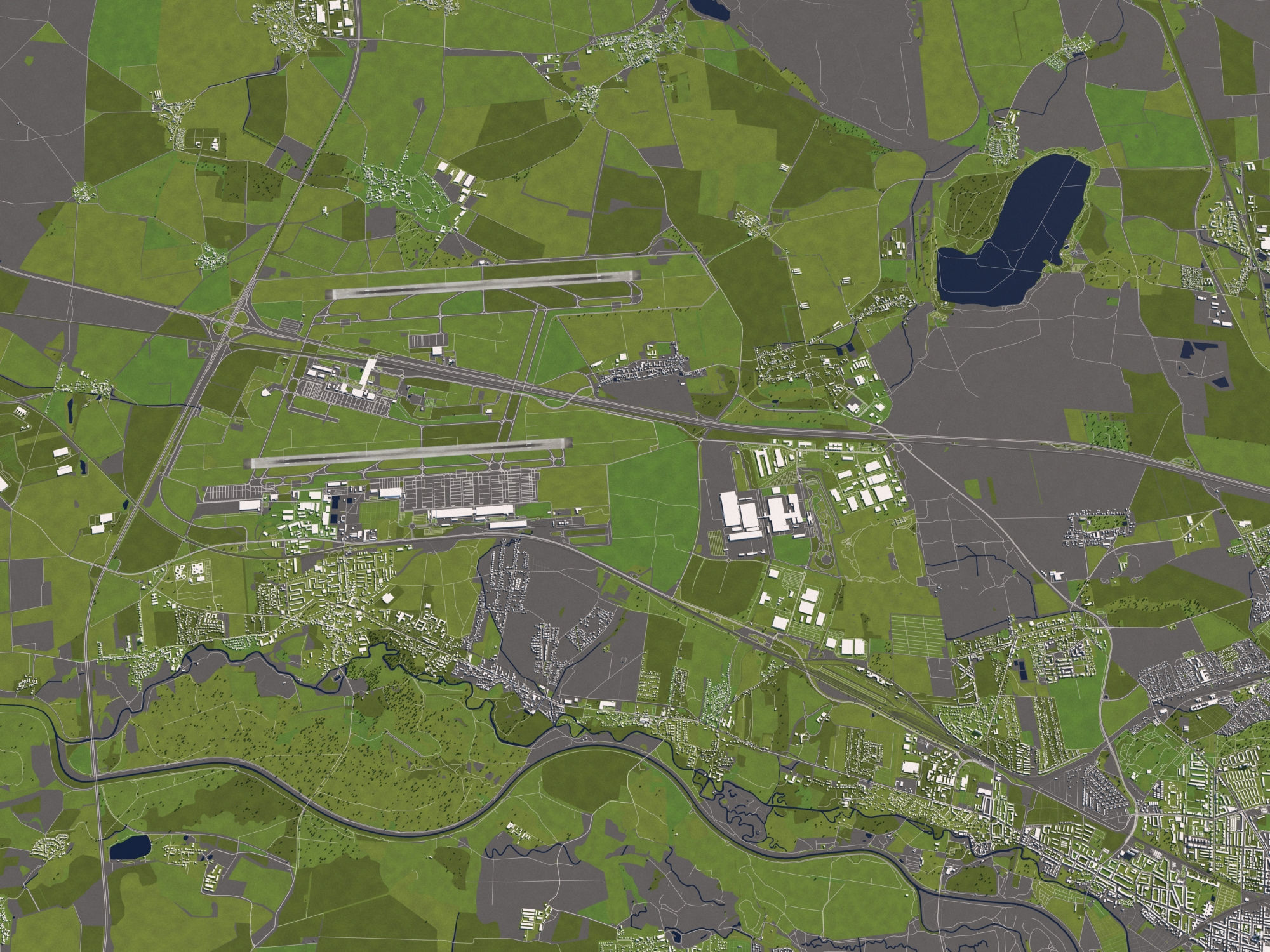 Leipzig Germany 50x50km 3D City Map 3D model_4