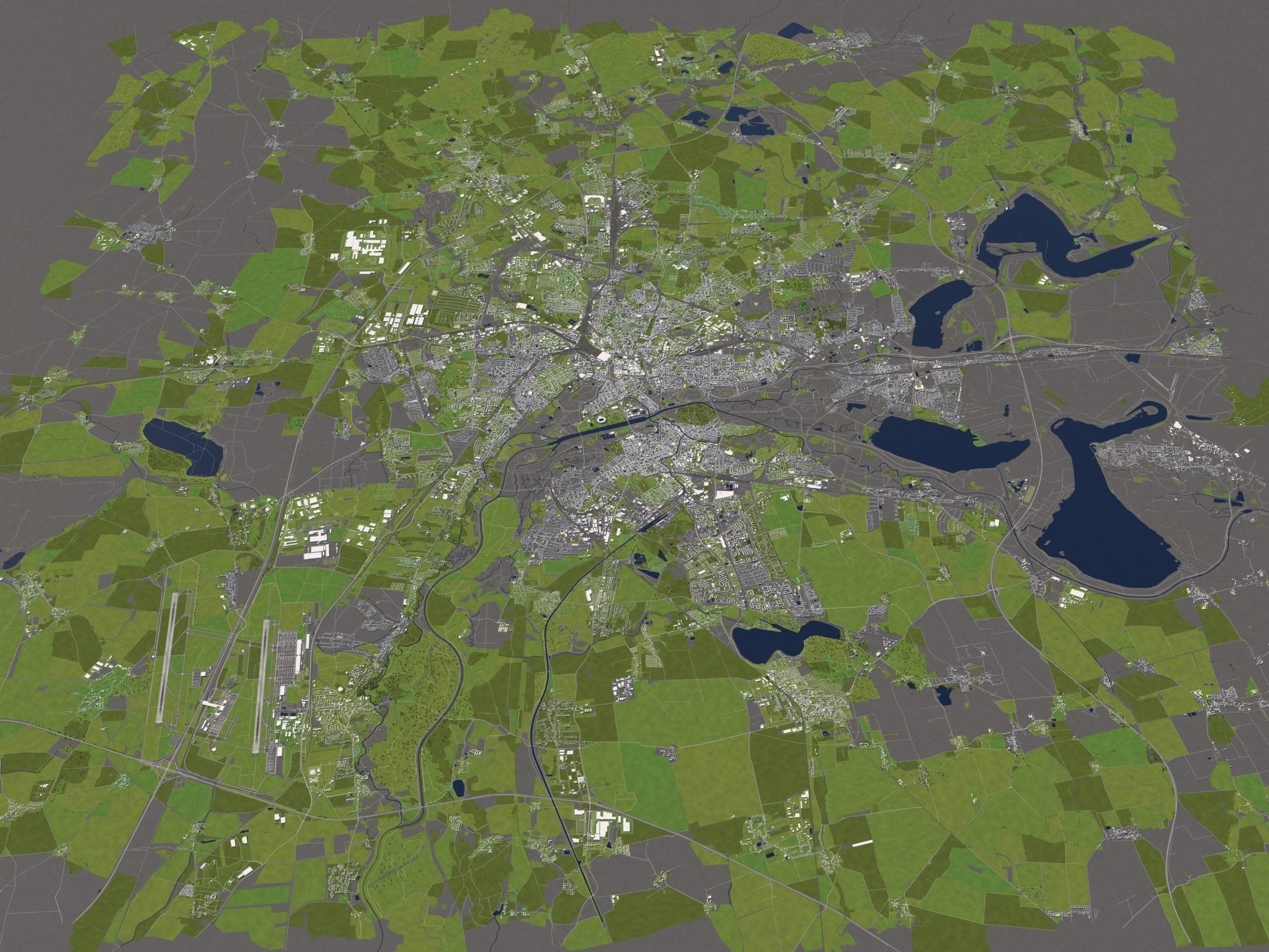 Leipzig Germany 50x50km 3D City Map 3D model_13