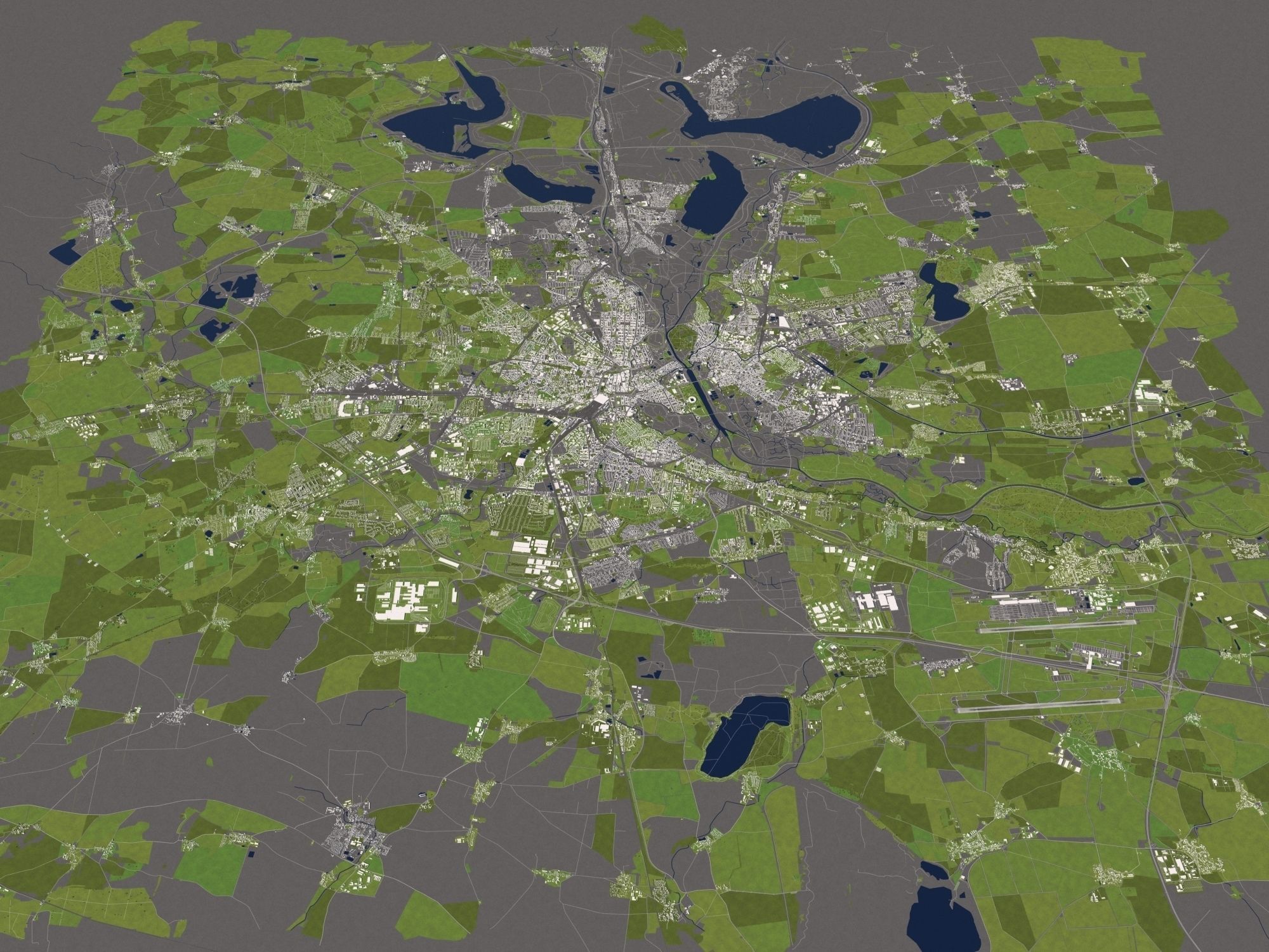 Leipzig Germany 50x50km 3D City Map 3D model_14