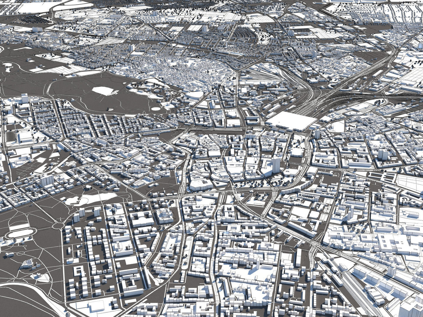 Leipzig Germany 50x50km 3D City Map 3D model_15