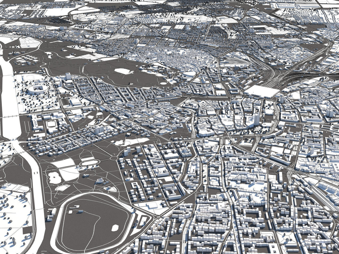 Leipzig Germany 50x50km 3D City Map 3D model_27