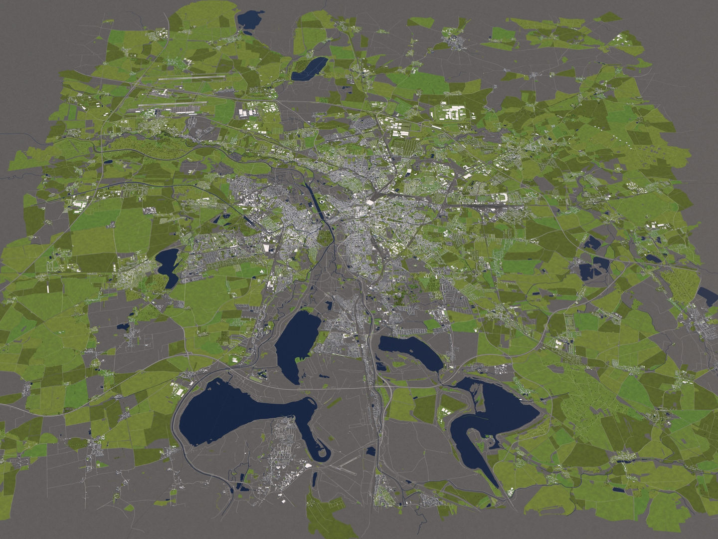 Leipzig Germany 50x50km 3D City Map 3D model_12