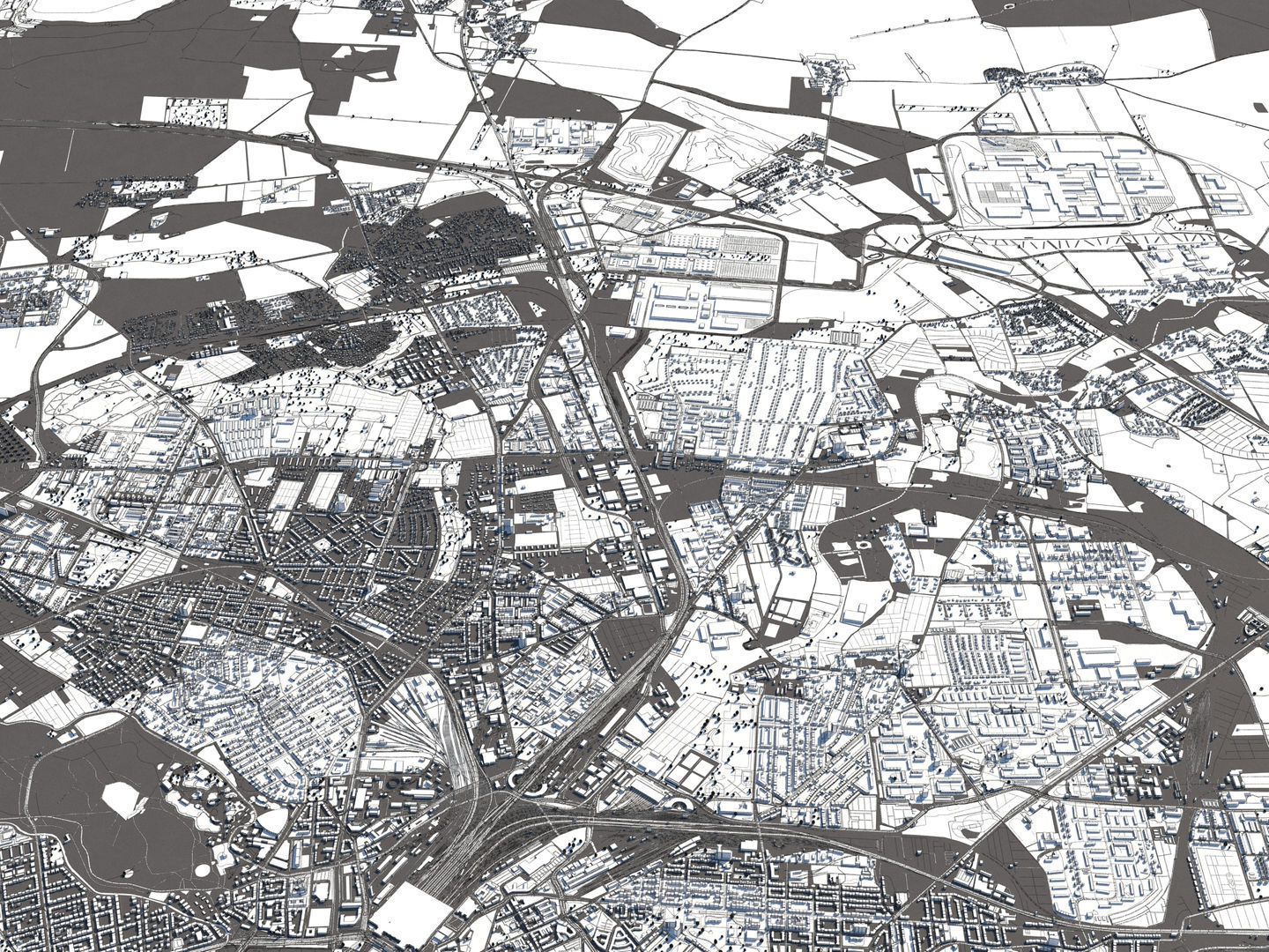 Leipzig Germany 50x50km 3D City Map 3D model_22