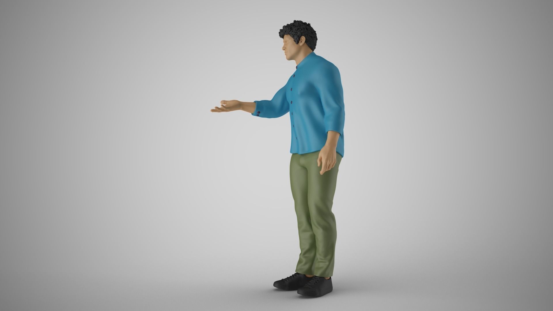 Man Extend his Hand  3D print model_9
