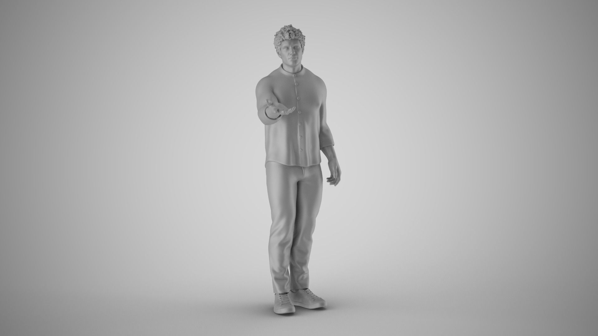 Man Extend his Hand  3D print model_2